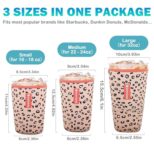 Image of Wk ieason Iced Coffee Cup Sleeves Reusable Neoprene Iced Coffee Sleeve for Hot Cold Drinks Beverage Cooler sleeve Iced Coffee Cup Cover 16-32OZ for for Starbucks Dunkin Coffee and More