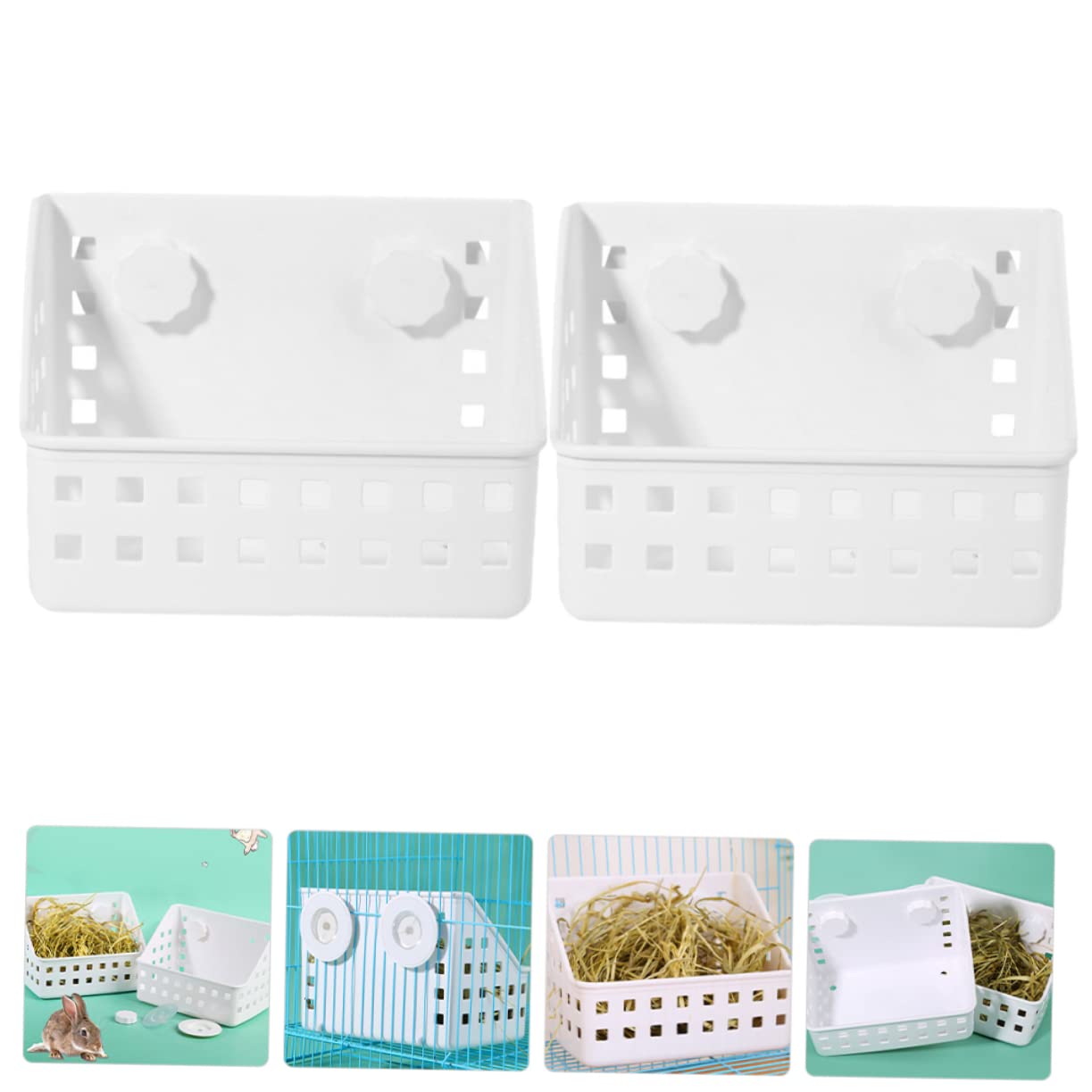 Râtelier à Foin pour Lapins, Lot de 2, Plastique Blanc
