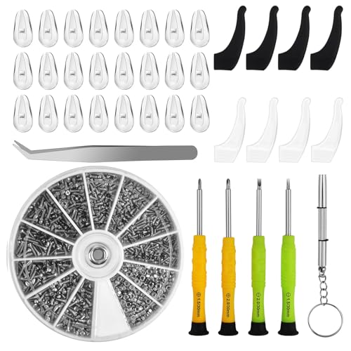 Kit de reparo de óculos com parafusos, kit de ferramentas de reparo de óculos com almofadas de nariz