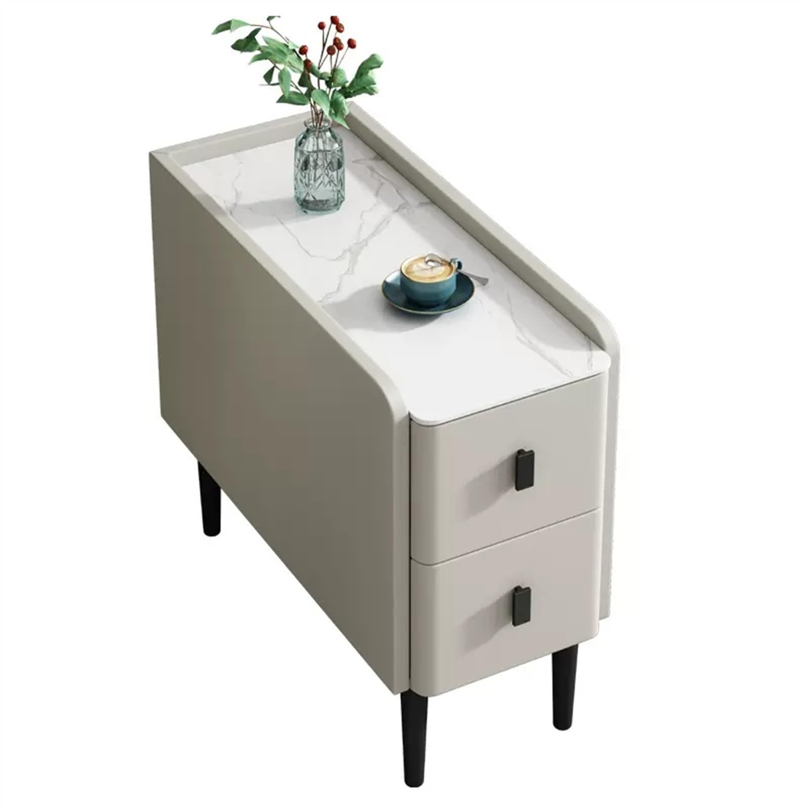 Generico Tavolino Stretto per Soggiorno, Mobiletto Portaoggetti con 2 Cassetti, Design Salvaspazio, Perfetto per Divano o Fessure, Ideale per Piccoli Spazi