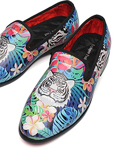 Men Loafers Smoking Colorful Tiger Head Prom Homecoming Wedding Party Shoes3