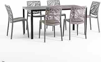 Set Giardino Tavolo E 6 Sedie SIEDITI - Tavolo In Ferro Con Top Legno, Sedie In Resina Impilabili - Foto 12