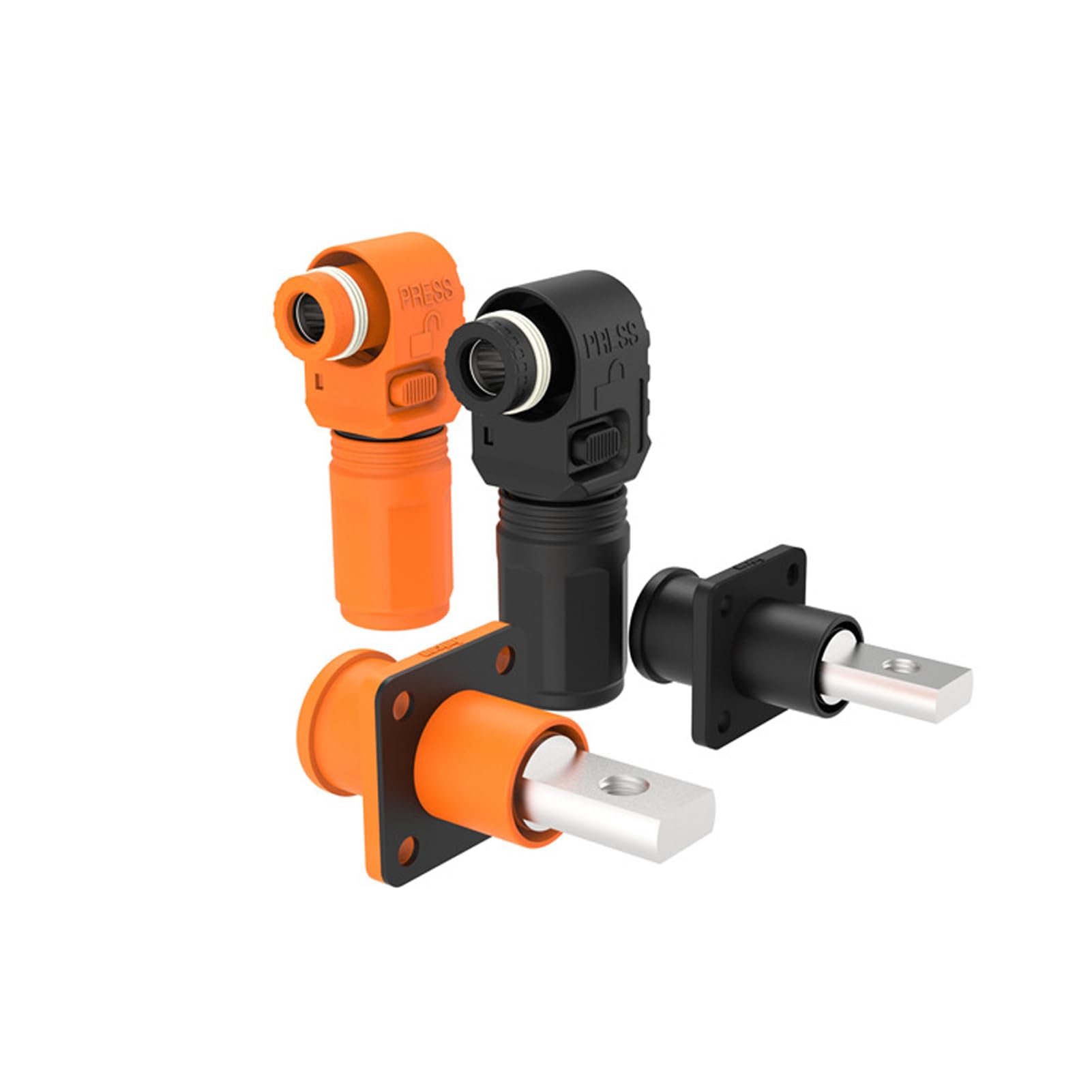 1 juego de conectores de almacenamiento de energía de batería, 200 A, 50 mm², conectores de alta corriente, terminal de enchufe rápido, enchufe de ángulo recto naranja y enchufe IP67, adaptador de