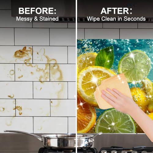 Image of Lemon Orange Citrus Backsplash Peel and Stick, 35.4x23.6 in