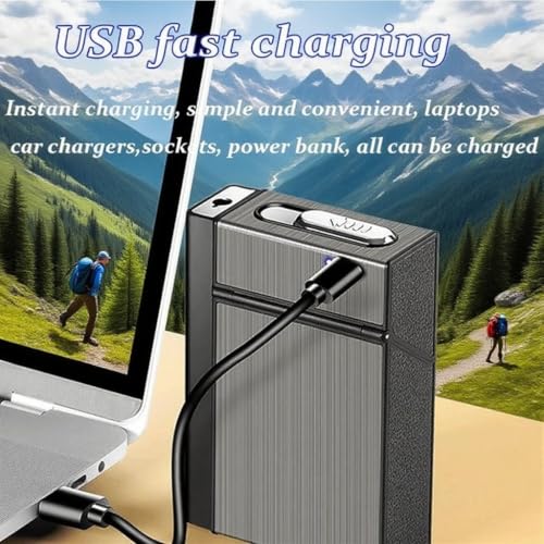 Encendedor 2 en 1 estuche para cigarrillos recargable USB miniatura 5