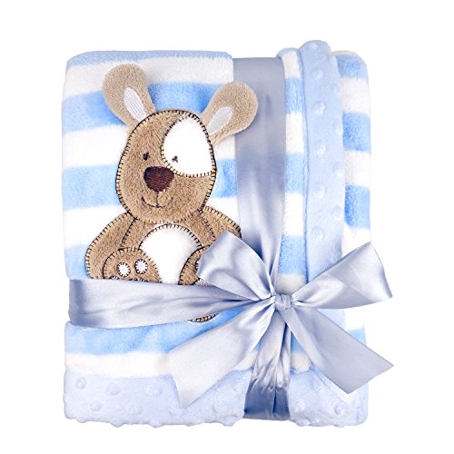 Image of Thick Fleece Blanket,30"x39" (75x100cm),Plush Flannel Throw, Extra Soft/Warm/Cozy, Double Layer, Reversible& Easy Care(Blue Dog)
