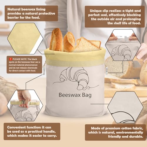 Bolsa de algodón para pan de cera de abeja contenedor almacenamiento alimentos grande 5