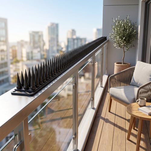 Image of Bird Spike 30 Piece Black | Pigeon Bird Control Spikes for Balcony, Railing, Window, AC & Roof