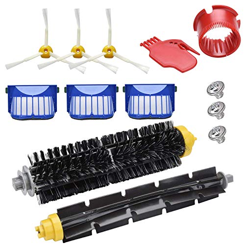 Lupholue NeewKapt Replacement Accessory Kit Inclunding 3 Side Brushes, 3 Filters, 1 Bristle Brush & Flexible Rubber Brush and 2 Cleaning Tools for iRobot Roomba 600 Series 600 620 630 650 660