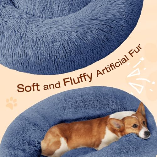 Image of JOLLYVOGUE Dog Bed, Calming Anti-Anxiety Large Dog Bed, Fluffy Donut Cushion for Medium and Large Pets (27 inch /30 inch /36 inch)