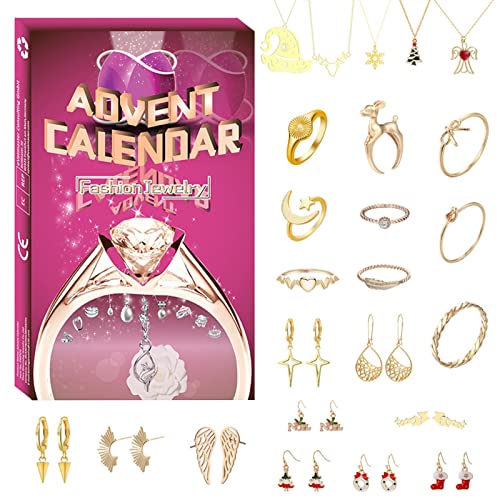 Cowslip Adventskalender Frauen Schmuck 2022 Weihnachtskalender mit Halskette Ringe Ohrringe Geschenk für Damen Cover