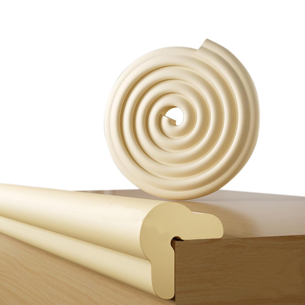 Baby Safety Edge Corner Guards Protector, 2M Foam Edge Protector Strips, Baby Proof Bumpers for Furniture Against Sharp Corners (Beige)