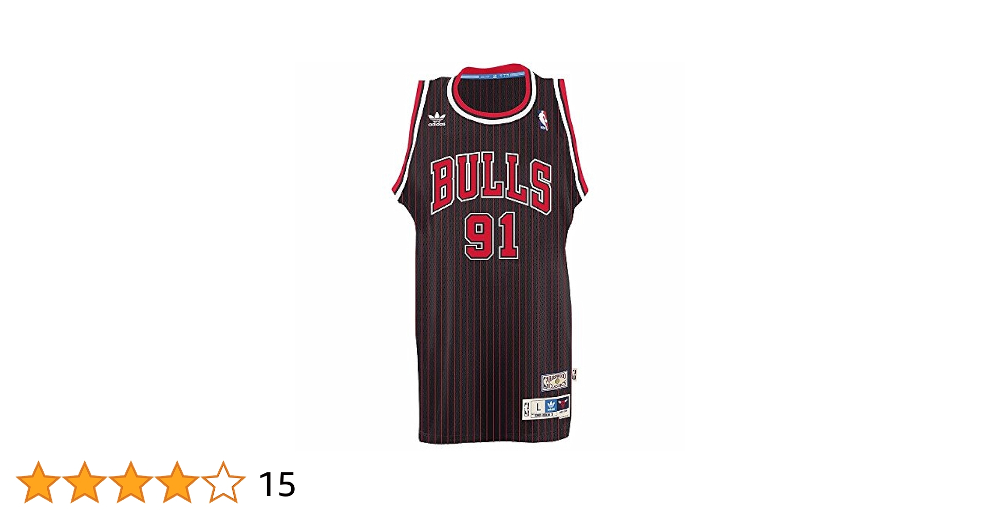 adidasアディダス CHICAGO BULLS 91 RODMAN L 黒 Chicago Bulls Jersey Dennis Rodman #91 Adidas NBA Basketball