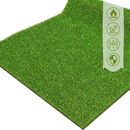 Artificial Grass Turf Lawn 10' x 10' Outdoor Rug, 0.8' Premium Realistic Turf for Garden, Yard, Home Landscape, Playground, Dogs Synthetic Grass Mat Fake Grass Rug
