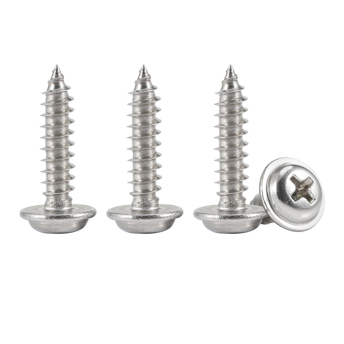 Stainless Steel Self Tapping Screws, 50pcs M3 x 25mm Phillips Pan Head Screw with Washer