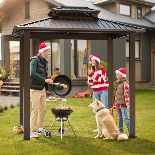 Image of Hoteel 6x8ft Hardtop Grill Gazebo, Brown(2026 Version)
