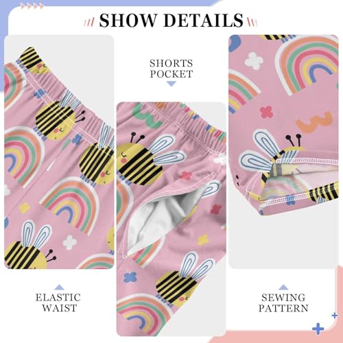 Bee and Rainbow Boys Long Pants Soft Trousers Elastic Waist Kids Lounge Bottoms with Pockets S-XL4