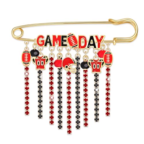 Image of Game Day Brooches for Women Football Brooch Pins Touch Down Brooches Red Black Blue White Team Spirit Accessories Game Day Outfits Football Jewelry Party Favor Gifts