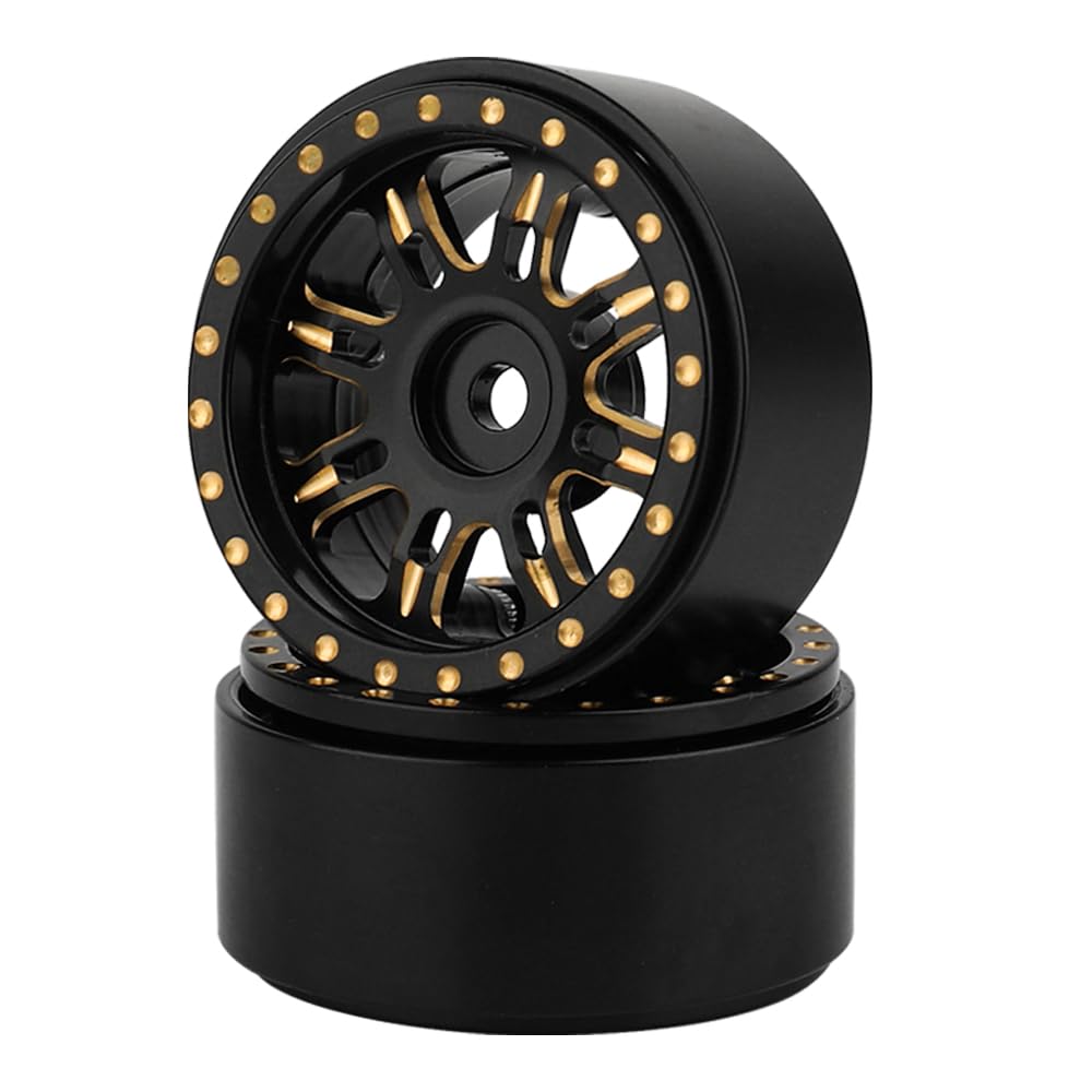 RZXYLRC 4PCS 1.0 Brass Beadlock Wheels Rims Hub for 1/24 Axial SCX24 90081 C10 AX24 1/18 TRX4m RC Crawler Car Upgrade Parts (Rim A)