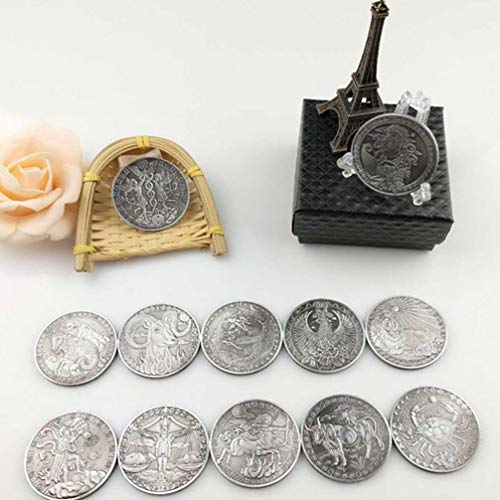 PRETYZOOM Sternbild Münze Widder Münze Geschenk Vintage-Stil Horoskop Münze Geburtstag Zeichen Glück Andenken Münze Stereoskopische Metallmünze Handwerk (Widder)