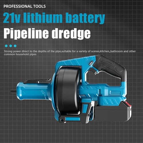 Mavaol Cordless Drain Cleaner 7m Flexible Cable, Auto Feed Adjustable Speed, LED Light for Sink Toilet Bathtub Clogs (Blue) - Image 9