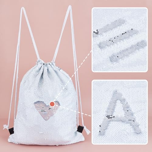 NICENEEDED Sequin Drawstring Backpack, Silver Glitter Sports Bag for Adults, Outdoor Gym Backpacks Shoulder Bags for Travel Shopping Sport Swimming Yoga3