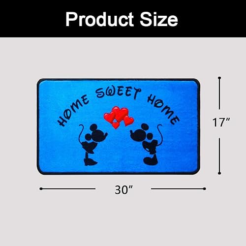 Miniatura 3 de Alfombras de Mickey Minnie Mouse de 17 x 30 pulgadas, bonita alfombra de corazón rojo, antideslizante, para el hogar, dulce hogar, caricatura, azul,