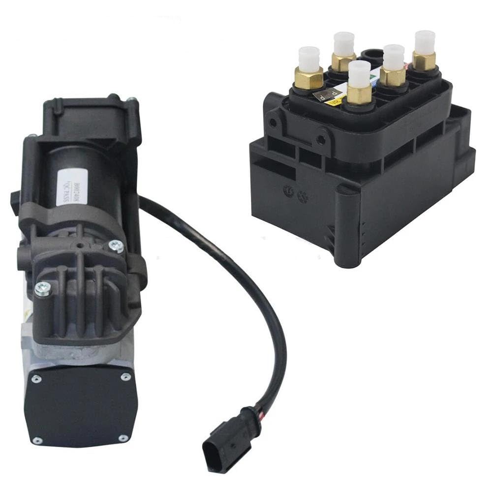 Suspensiones de aire 1 Bomba Compresora Suspensión Neumática Con Bloque Válvula Solenoide Para Mercedes Para Benz W205 C205 A205 S205 Clase C OEM 2053300104 Amortiguadores