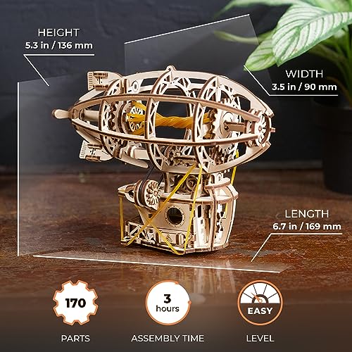UGEARS Steampunk Airship, Ugears Wooden 3d Puzzles for Adults, Wood Mechanical Model with Moving Parts for Adults to Build - Image 2
