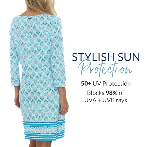 Cabana Life Shift Dress, UPF 50+ Sun Protection Casual Dress, Boat Neckline, Quarter Sleeve, Womens Fashion3