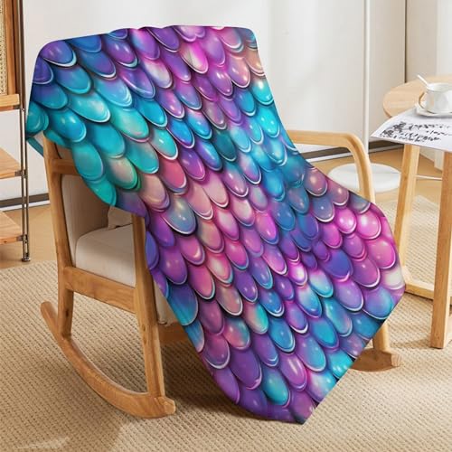 Couverture polaire écailles de poisson 100x130cm en flannel douce - 8