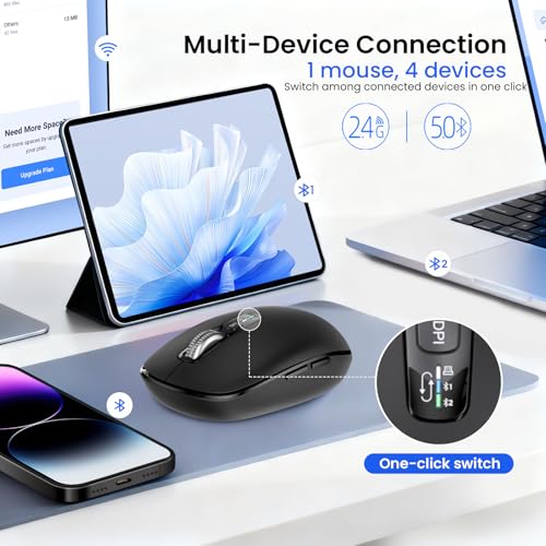 Wireless Bluetooth Mouse,USB+BT×2,Multi Device Ergo Full Size Mouses - image 2