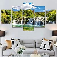 SIGNWIN 5 Panel Canvas Wall Art Modern Art Dramatic Farmhouse/Country Mountain Multicolor Nature Photography for Home Decorations Ready to Hang - 60