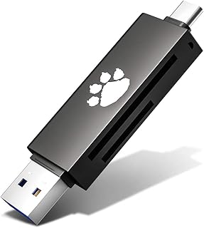 Wise Tiger USB Type C SD Card Reader,USB 3.0 OTG Memory Card Adapter Portable 2 Slots for TF, SD, Micro SD, SDXC, SDHC, MMC, RS-MMC, Micro SDXC, Micro SDHC, UHS-I for Mac, Windows, Linux, PC, Laptop