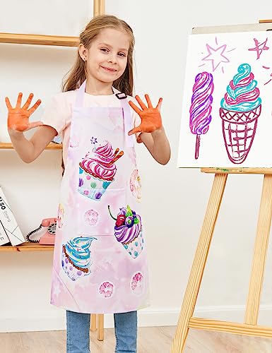 Wernnsai Kids Aprons, Cupcake Kids Art Aprons for Girls Waterproof Toddler Chef Aprons for Cooking Baking, Painting - Image 4
