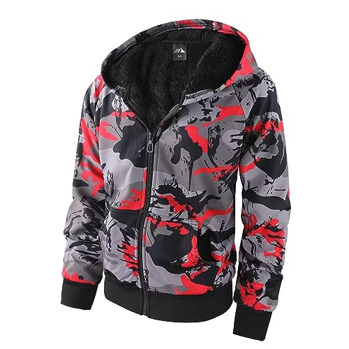 OHSNMAKSL Boys Fleece Jacket Kids Winter coat Girls Sherpa Lined Zip Up Hoodie Warm Sweatshirt School Hooded Outerwear