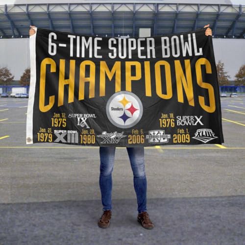 Wincraft 59771322 Pittsburgh Steelers 6X And 6 Time Super Bowl Champions Flag Outdoor Indoor 3X5 Foot Banner thumb #4