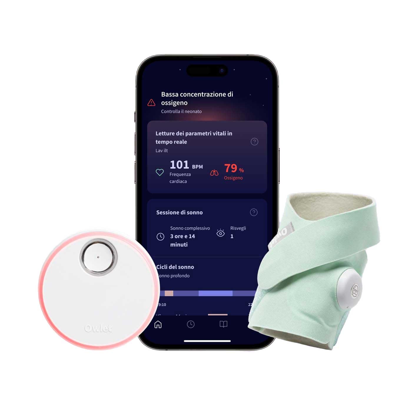 Owlet Dream Sock - Baby Monitor Intelligente - Monitora in tempo reale frequenza cardiaca e livelli di ossigeno - Verde Menta (Mint)