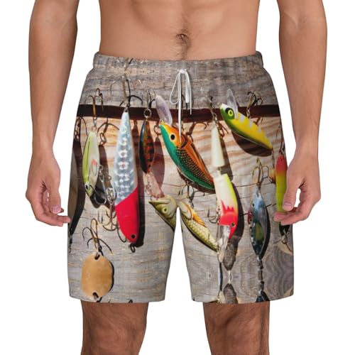 Short de bain imprimé Fishing Lure1 pour homme, maillot de plage léger