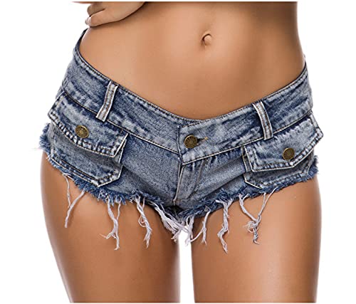 Cheeky Folie Shorty Shorts für Frauen Kurze und sexy Jeans, Jeans Farbe, Strand und Sommer Shorts, SJ6-8, Size S