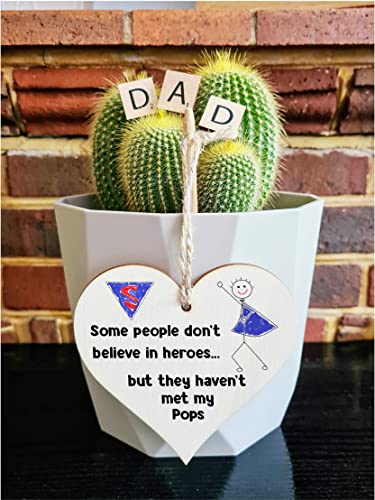 Handmade Wooden Hanging Heart Plaque Gift for Pops Novelty Funny Keepsake, Natural - Image 4