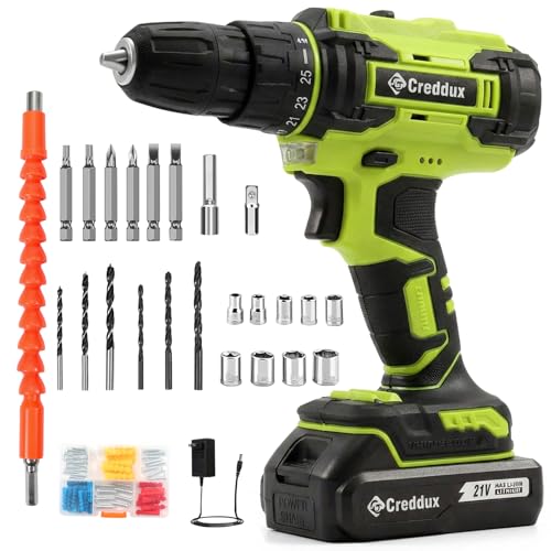 Image of Cordless Drill Set 21v Power Drill Cordless With Battery & Charger, 84pcs Accessories Electric Drills Variable Speed, 3 /8 inch Keyless Chuck (Green)