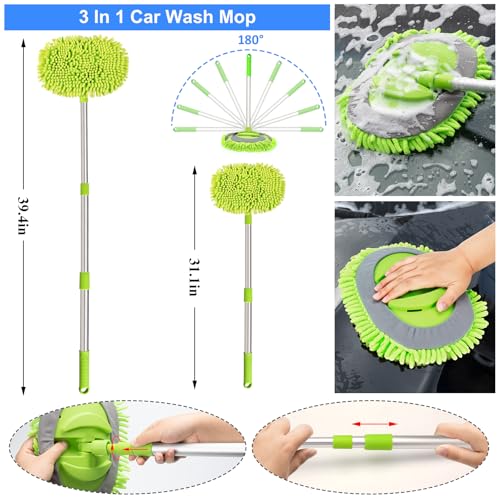 Image of 43Pcs Car Wash Detailing Kit Cleaning Kits with Foam Gun Sprayer Long Handle Mop Car Vacuum Drill Brush Large Wash Mitt Towels Complete Interior Exterior Car Washing Supply Set Blue