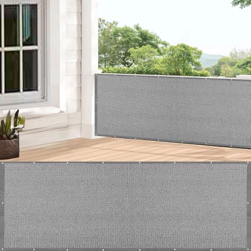 GUOJUN Pantalla Privacidad Balcón 120 x 490 cm Protección UV, Prueba de Viento, Transpirable Protector de Visión para Balcón Protección de Privacidad para Exterior Jardín, Gris Claro