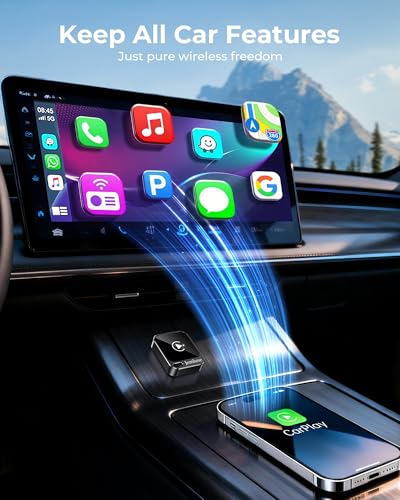 Image of Jemluse Wireless CarPlay Adapter for Apple - Mini Size, Fast Stable Connection Convert Wired to Wireless Car Play Dongle for iPhone iOS 10+, Plug & Play for Cars from 2016+ w /USB-C(Onyx)