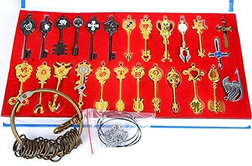 YUESUO Fairy Tail Set Lucy Porte-clés Pendentif Collier Alliage Porte-Clés Accessoires Cover
