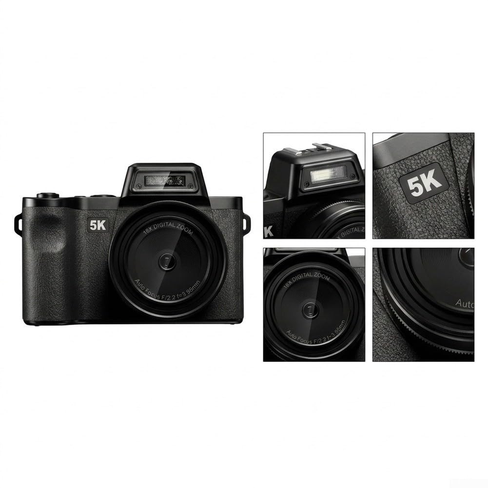Cámara digital 5K HD 80MP WiFi 18x para zoom Flip Screen 5K HD