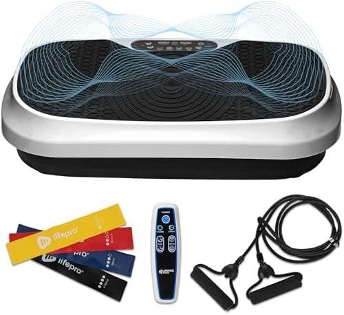 Waver Mini Vibration Plate Exercise Machine with Remote & Bands — Compact Whole Body Vibrating Plate for Lymphatic Drainage & Muscle Toning — Shake Machine with 99 Speed Levels & 10 Presets