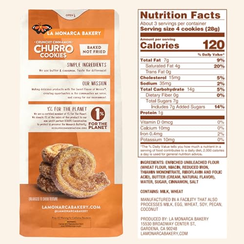 image for Churro Cookies, 3 Ounce (Pack of 3), Crunchy Cinnamon Mexican Churro C
