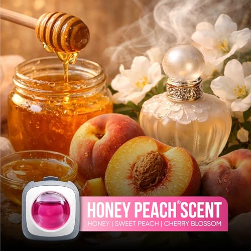 Image of Air Jungles Honey Peach Scent Pink Car Air Freshener Vent Clip 6 Ct | Long Lasting Up to 180 days, Natural Essential Oil Car Fragrance for Women and Men, Odor Eliminator - 4ml Each